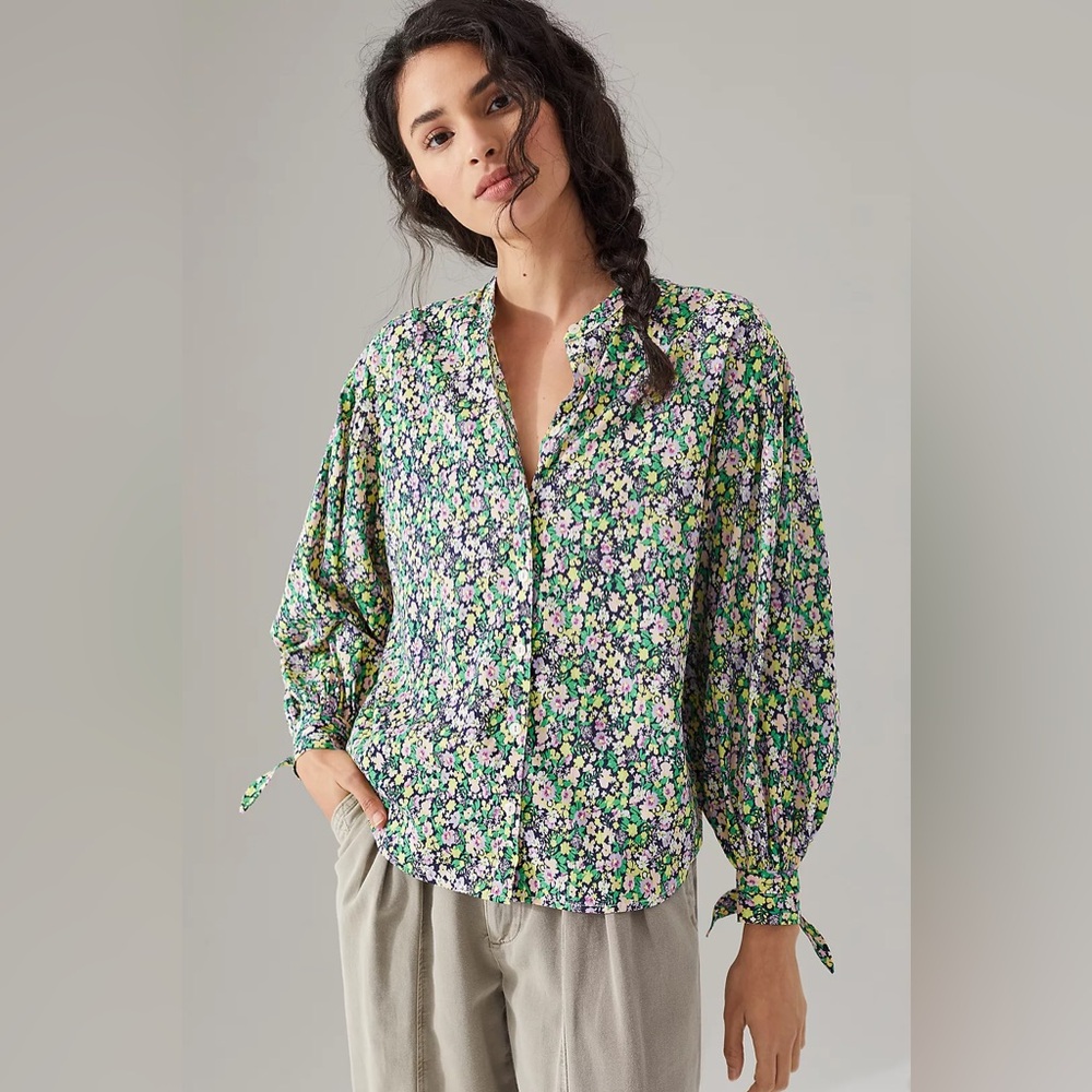 Anthropologie Maeve Ashleigh Puff Sleeve Buttondown